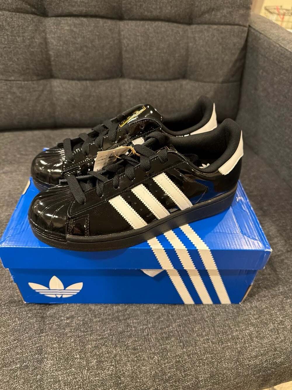Adidas Superstar II W Black Patent Leather Sneakers Size 7.5W